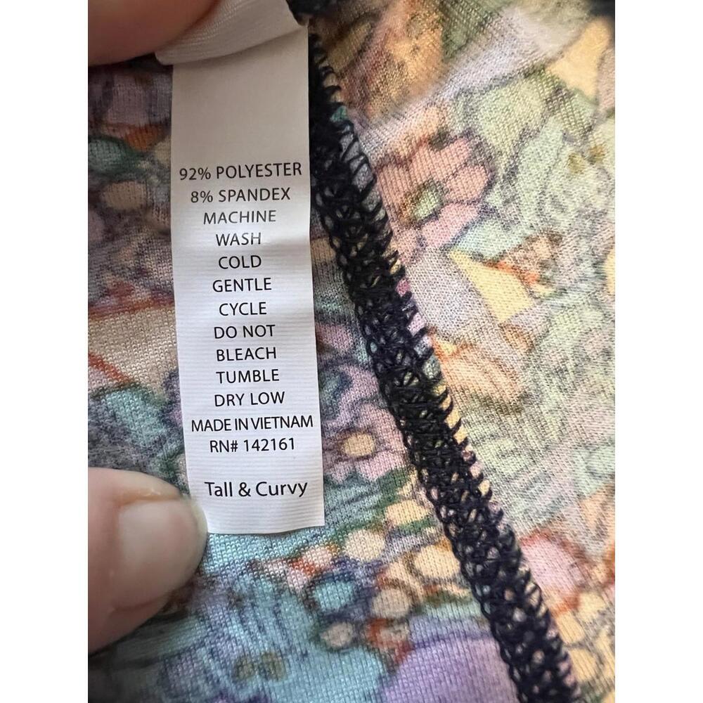LuLaRoe Leggings Tall & Curvy TC Floral Purple Green Blue Black High Rise NWOT - Picture 6 of 7